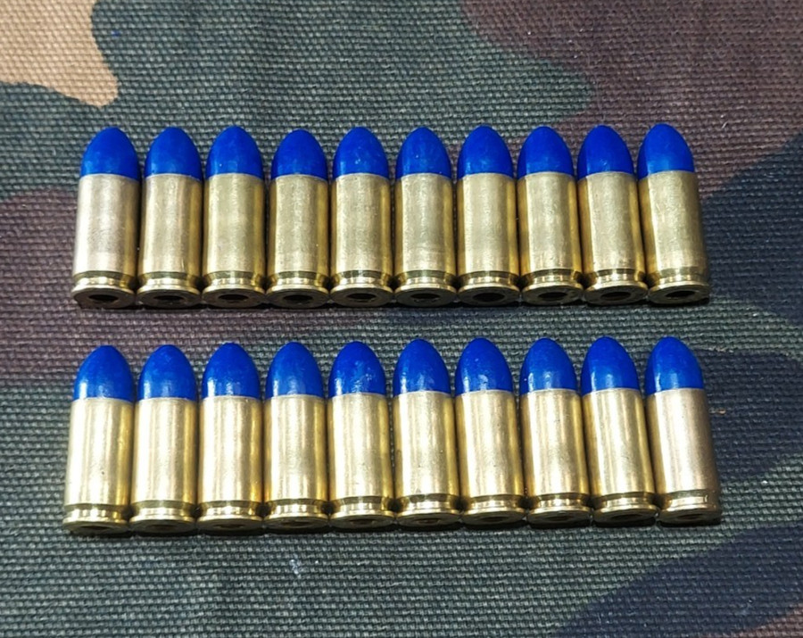 9MM LUGER SNAP CAPS  SET OF 20 (BLUE+BRASS) REAL 115GN WEIGHT!!!