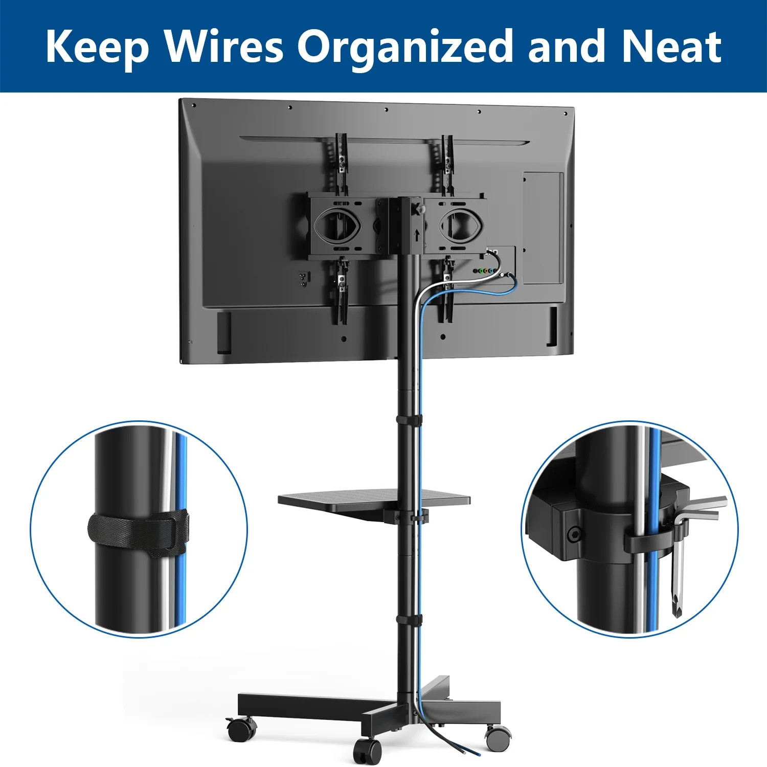 Rfiver Mobile TV Cart for 23-65 Inch TVs up to 88 lbs