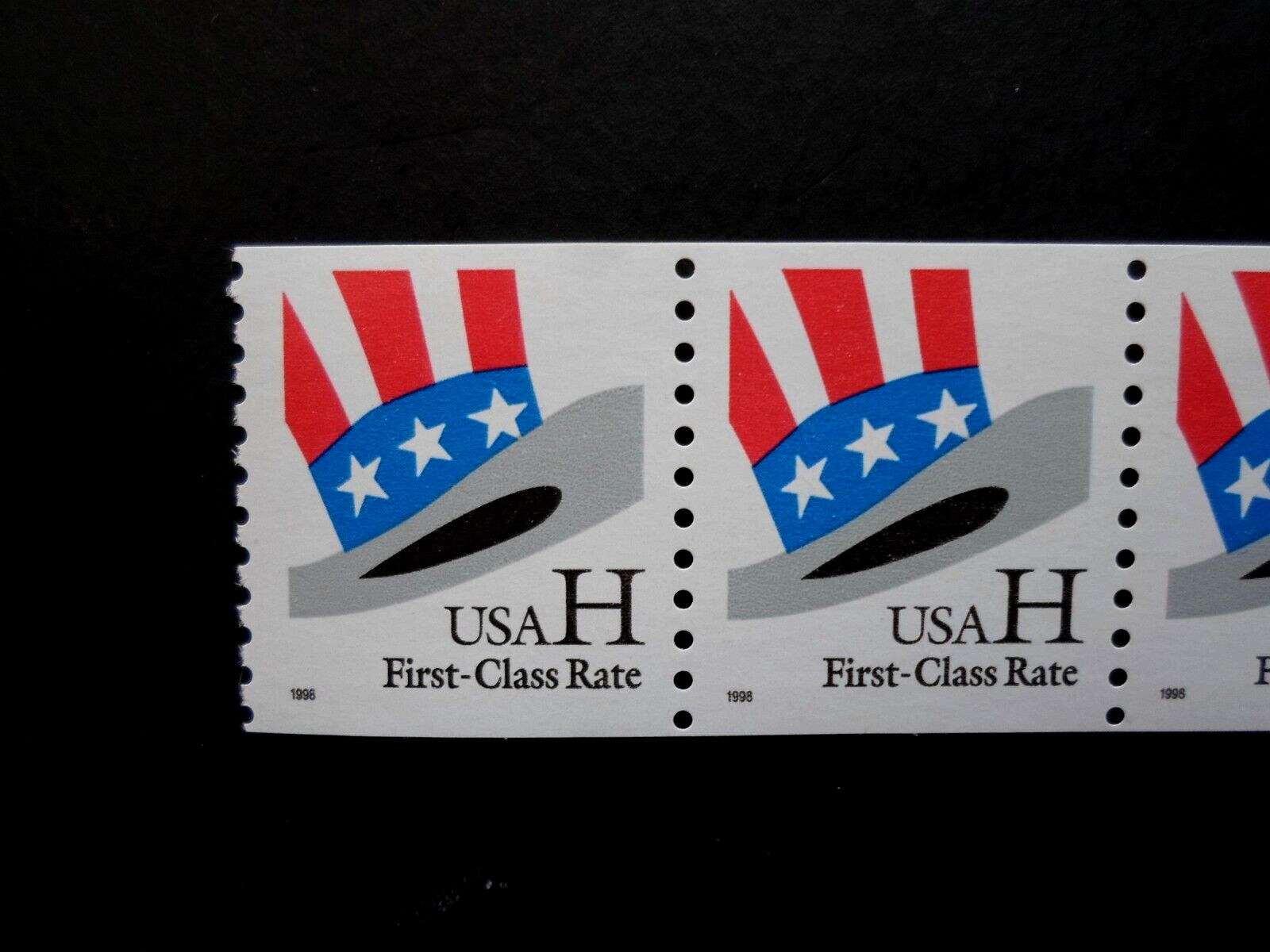 1999 H Hat - Cat # 3264 PNC7 Coil Strip of 7 Stamps H Stamp (33c) Plate # 3444