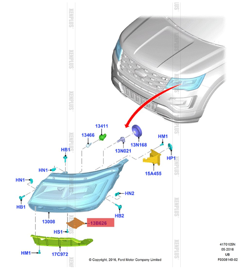 FB53-13B626-B for 2016-2019 OEM Ford Explorer new LED headlight driver module