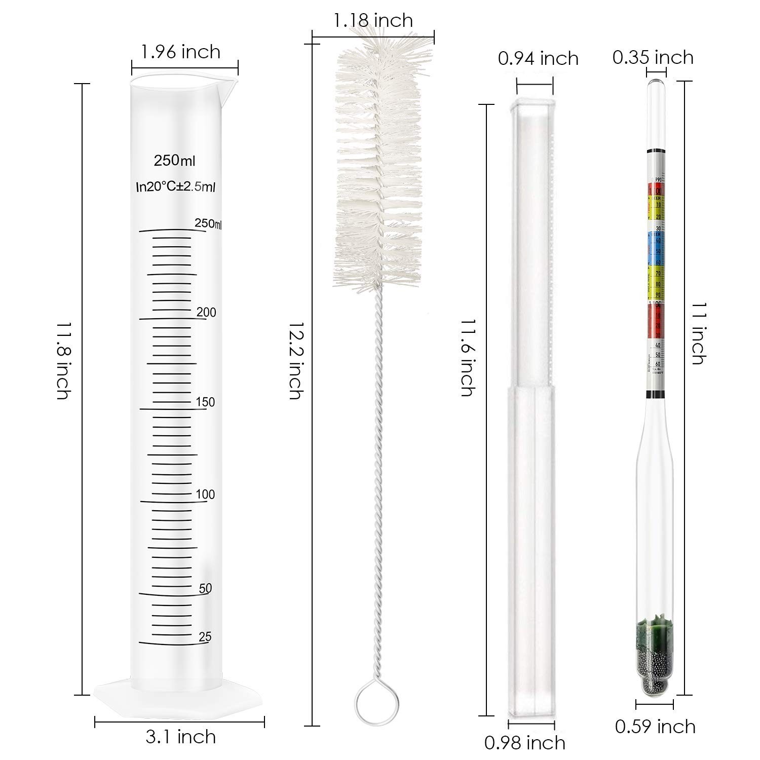 Triple Scale Alcohol Hydrometer(2 pcs)and Test Jar for Home Two Hydrometers