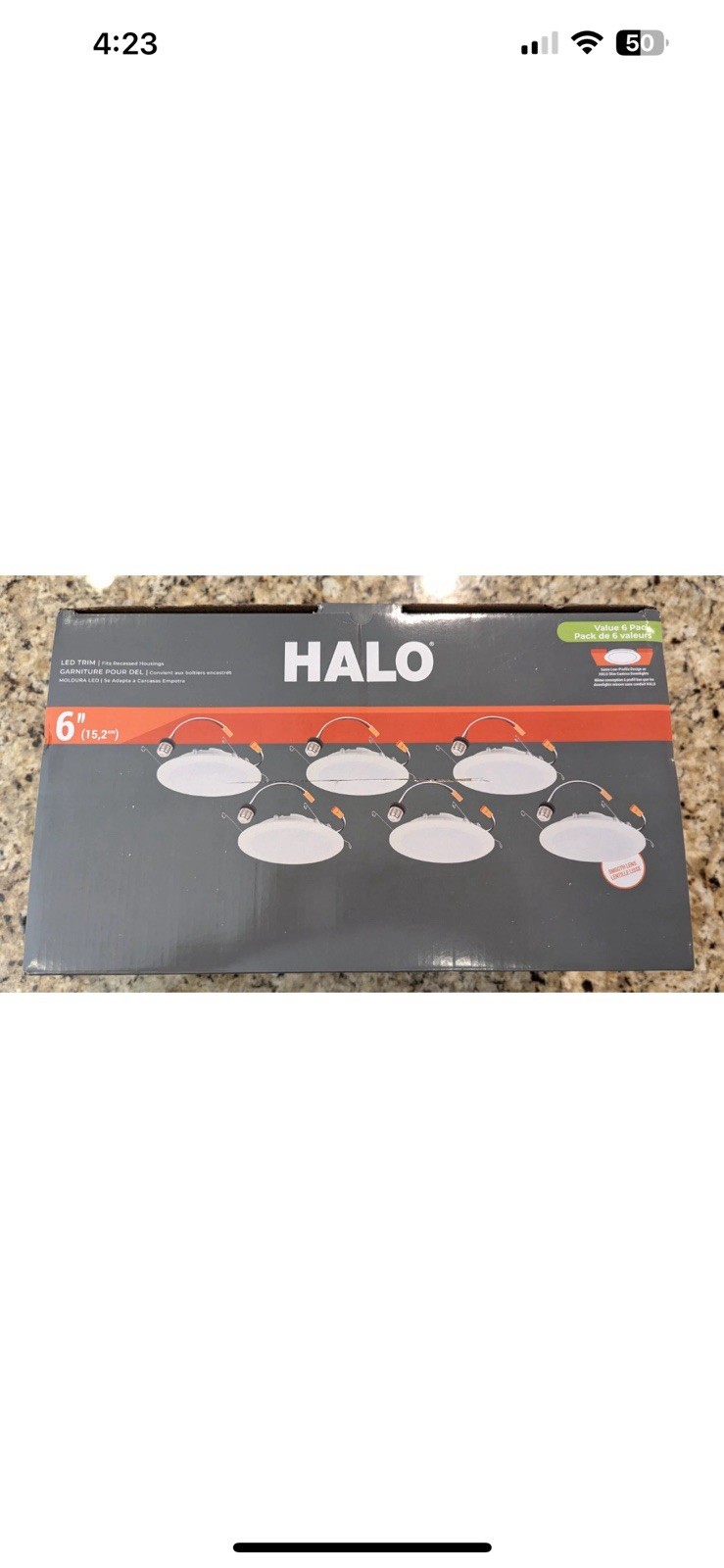 Halo 6-Pack 6 inch Slim LED Trim Recessed Dimmable Light 5-Colors HLBT609FS5
