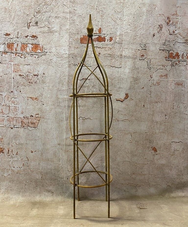 47" Rose Plant Support Garden Trellis Topiary, Round Wrought Iron Obelisk