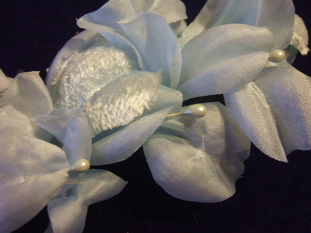 Vintage Millinery Flower G5 Organdy Velvet Chiffon Blue