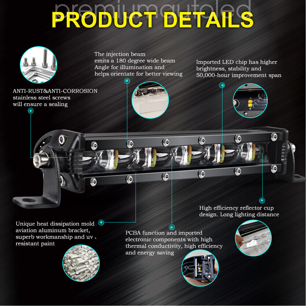 For Can-am Maverick X3 2017 Upper Roof 50" Strobe Amber White LED Light Bar+Wire