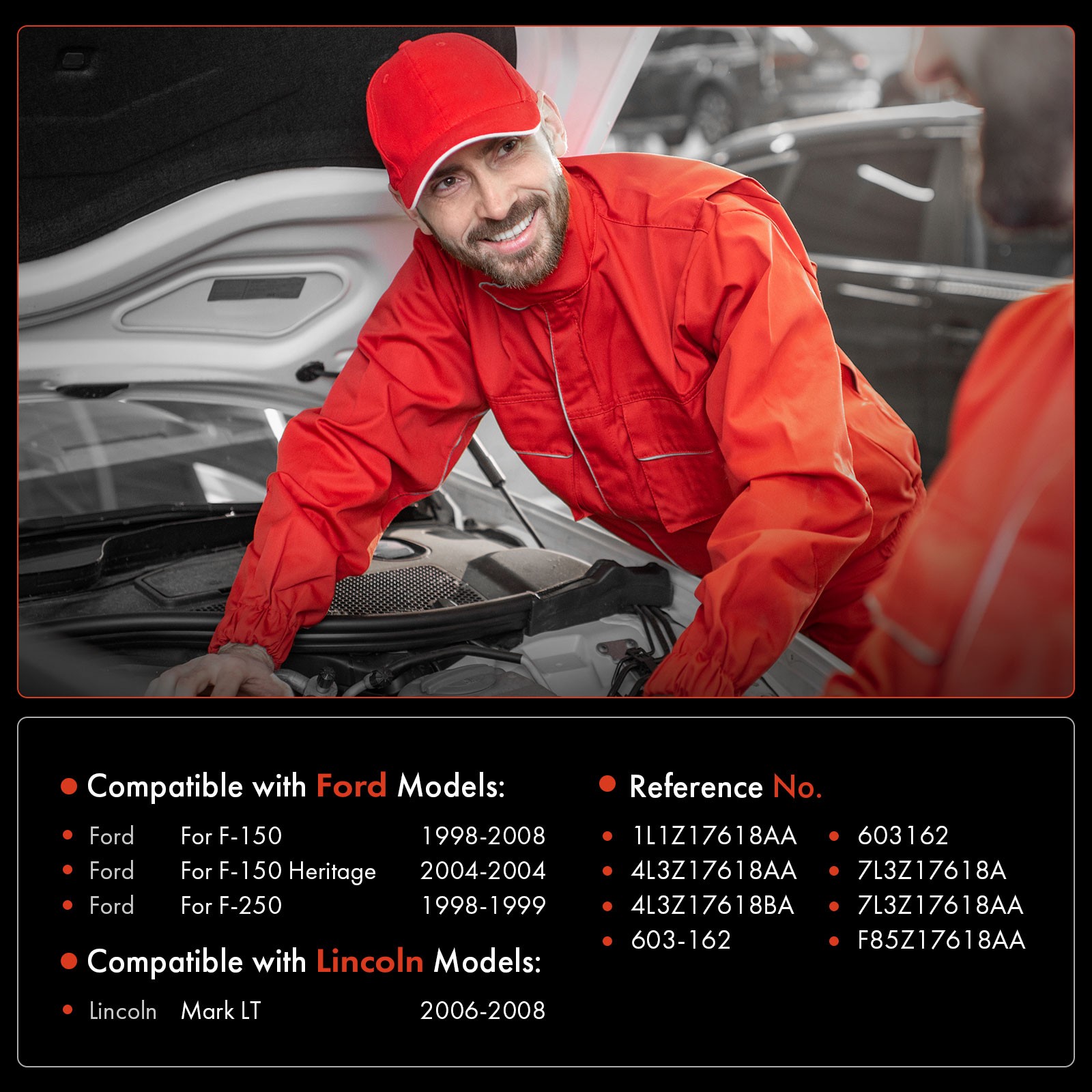 Windshield Washer Reservoir with Cap & Pump for Ford F-150 F-250 Lincoln Mark LT