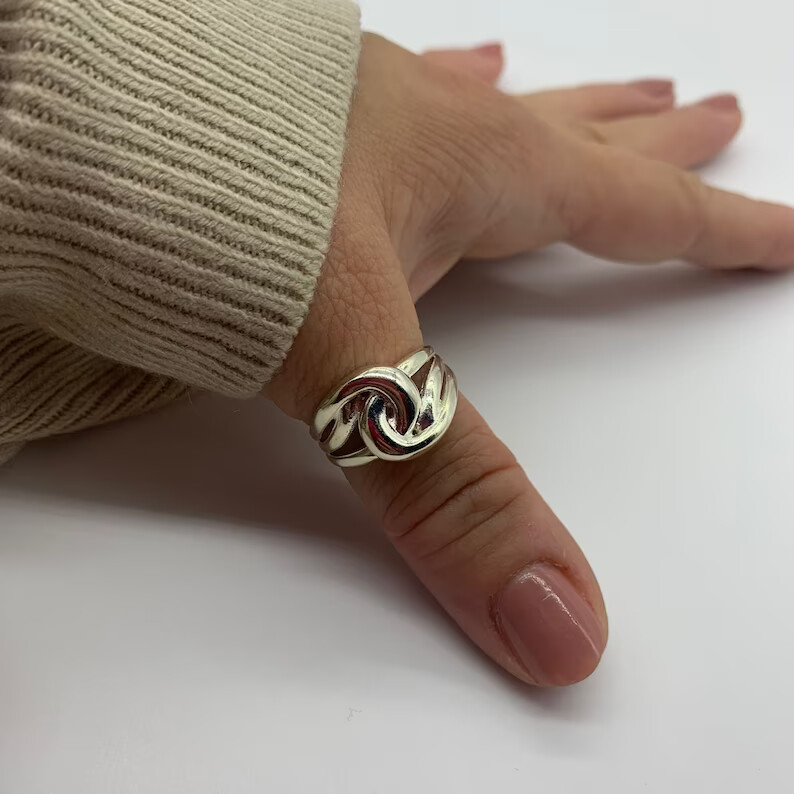 Knot Thumb 925 Sterling Silver Wide Band& Statement Ring Handmade Ring All size