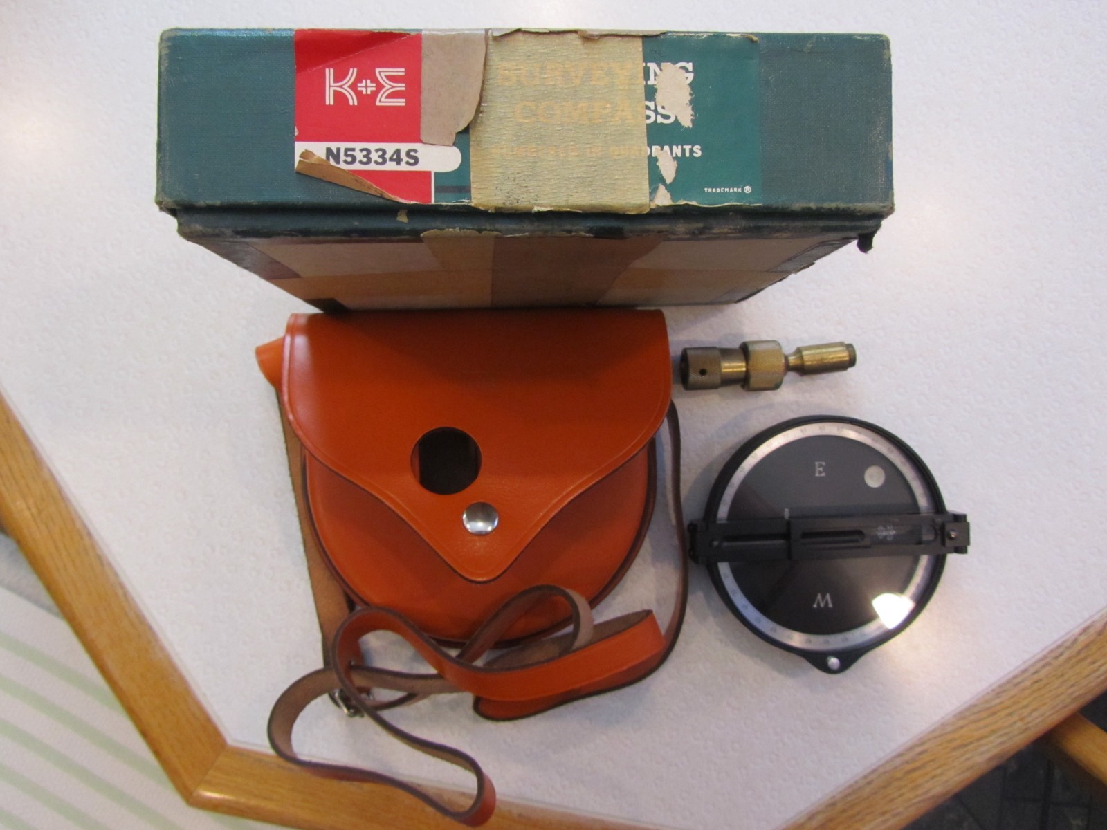 Vintage K&E Keuffel & Esser Surveyors Compass Leather Case Boxed Made In Germany