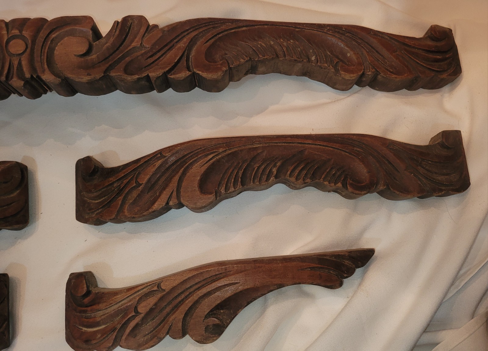 Antique 19th Century Hand Carved Architectural Scrollwork, Salvaged Sofa Apron