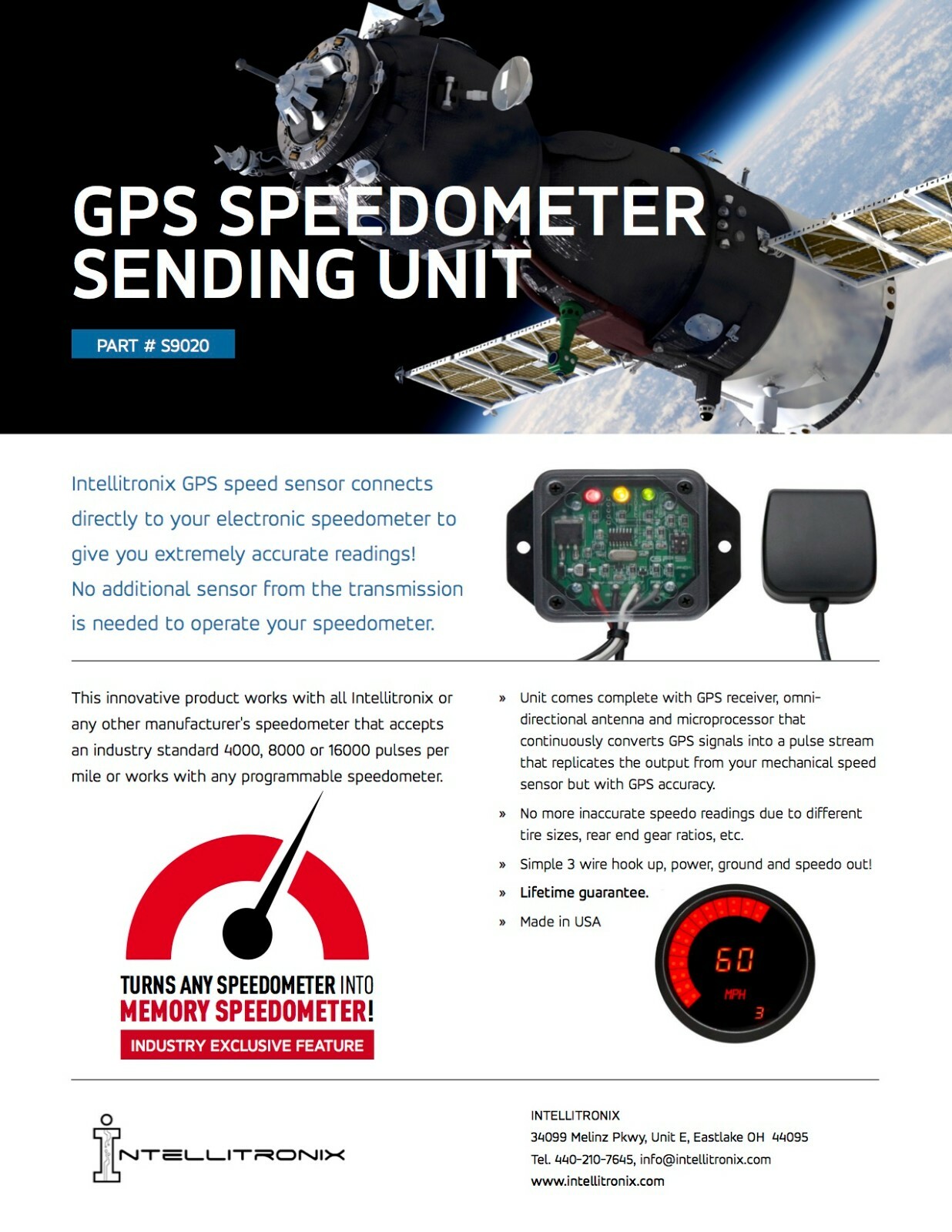 Universal GPS Speedometer Sending Unit, Speedo Sender, Sensor, Made In The USA!