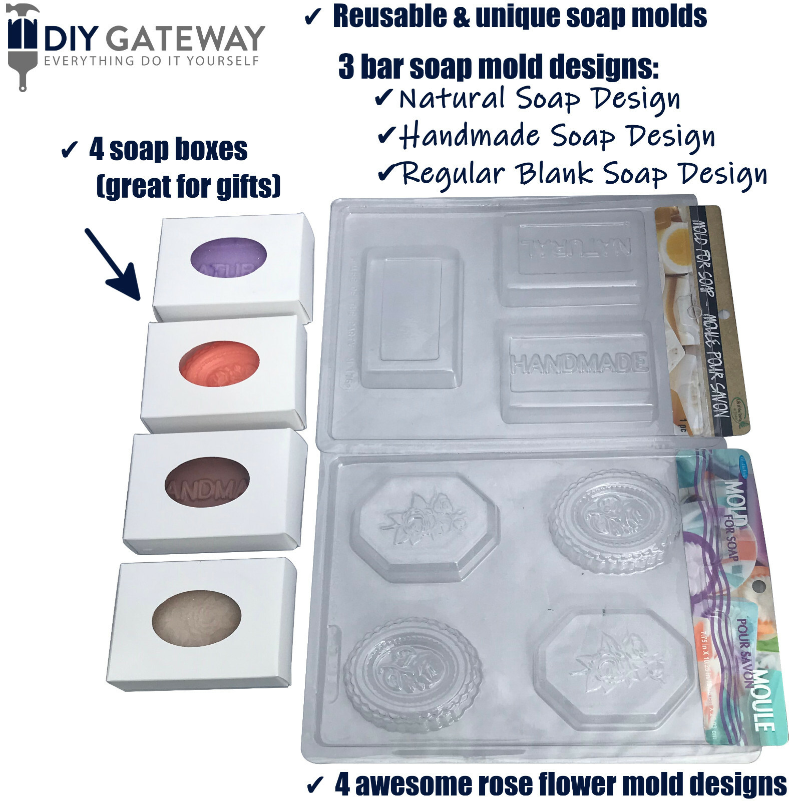 Soap Making Kit Melt & Pour Supplies: 2 LB Goats Milk Base, Molds, Fragrance