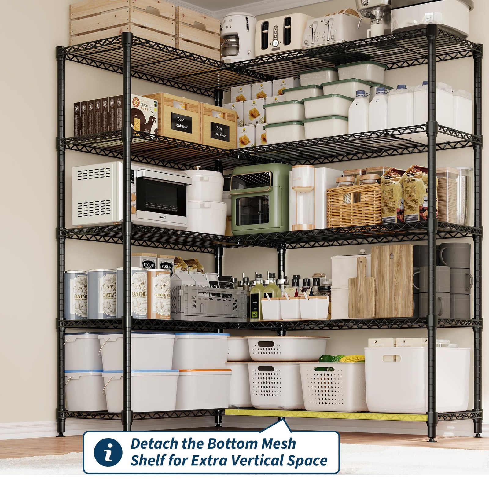 5-Tier Metal Storage Shelves Shelving Unit Garage Shelf Standing Storage Rack