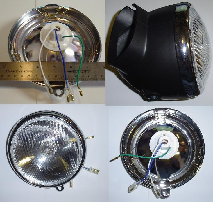 6V HEADLIGHT ASSY WITH REPLACEABLE BULB MOST CT90 CT70 CT110 ST90 OTHERS (S1294)