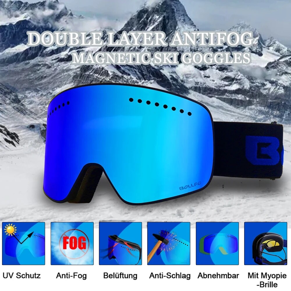 Ski Goggles OTG Pro HD Magnetic Snow Goggles UV Protection Interchangeable Lens