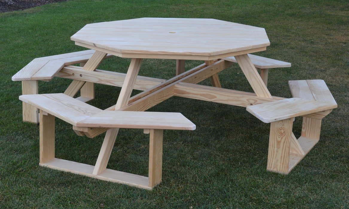 A&L Furniture Co 54" Amish Octagonal Pressure-Treated Pine Walk-In Picnic Tables
