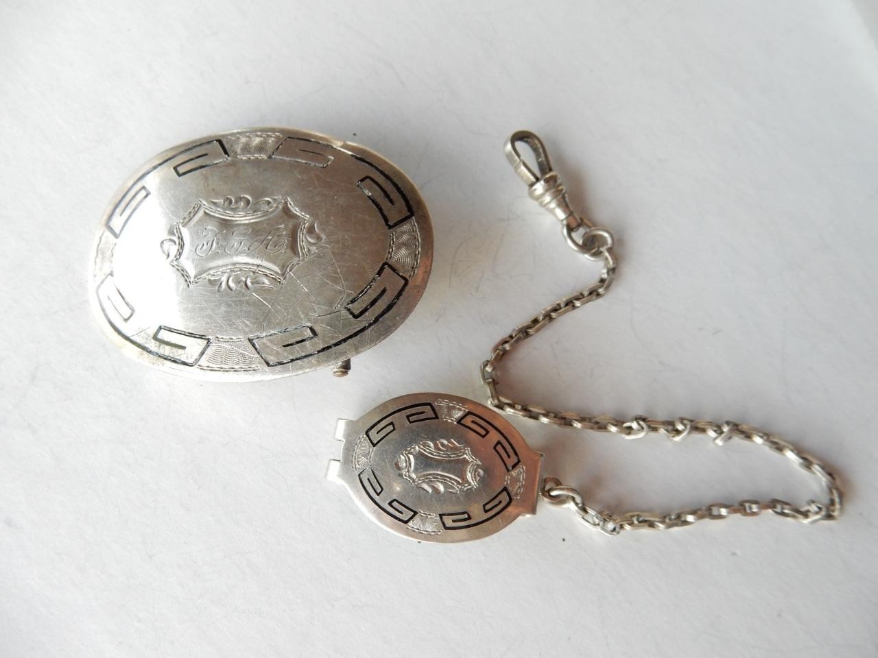 VINTAGE MARSH STERLING SILVER, BELT BUCKLE & WATCH FOB SET, F.G.A.