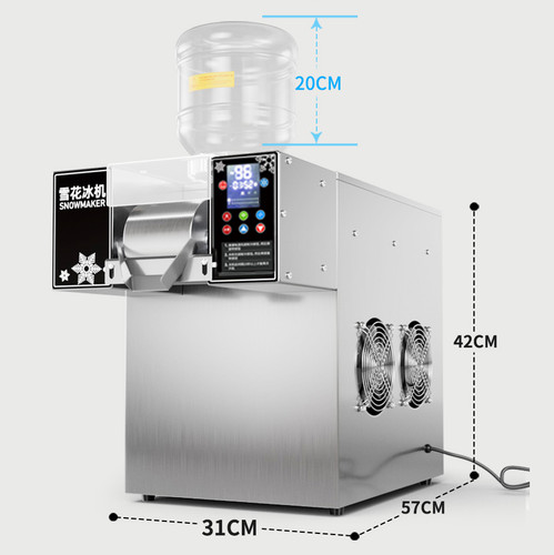 4Barrels Snowflake Ice Machine SnowCone Maker AirCooling System SmartTouchScreen