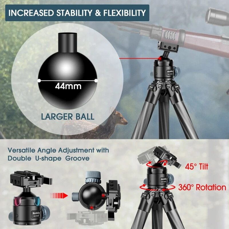 NEW Manbily Tripod for Shooting & Camera Picatinny Arca Swiss Adapter 360°