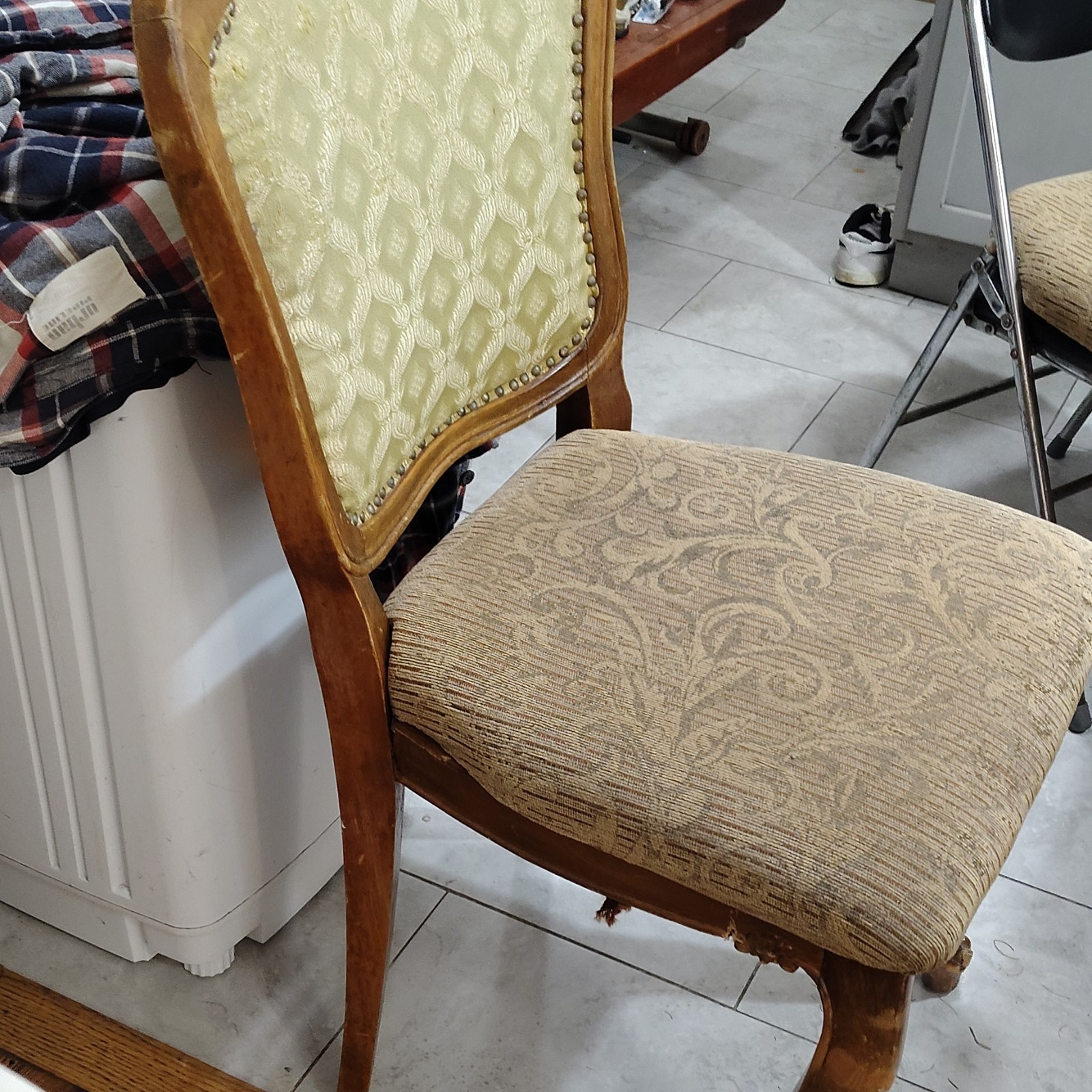 Traditional Upholstered Dining Chair Medium Wood Frame Abstract Print