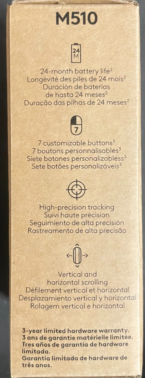 Logitech M510 WIRELESS MOUSE, High-Precision, 7 Buttons