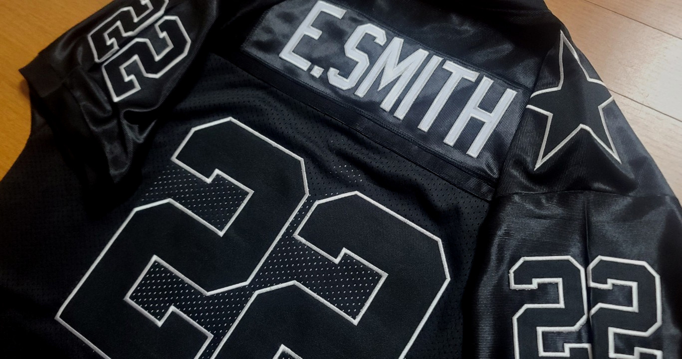 NEW TAG! RARE! Dallas Cowboys #22 C Emmitt Smith Stitched Dual Patch Jersey Mens