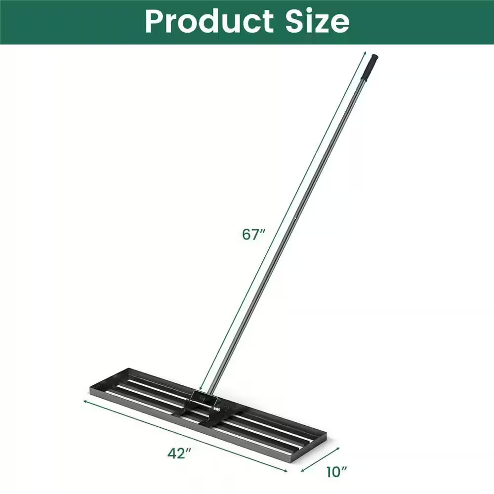 Lawn Leveling Rake 67 In. X 42 In. X 10 In. Heavy Duty Level Lawn Tool for Garde