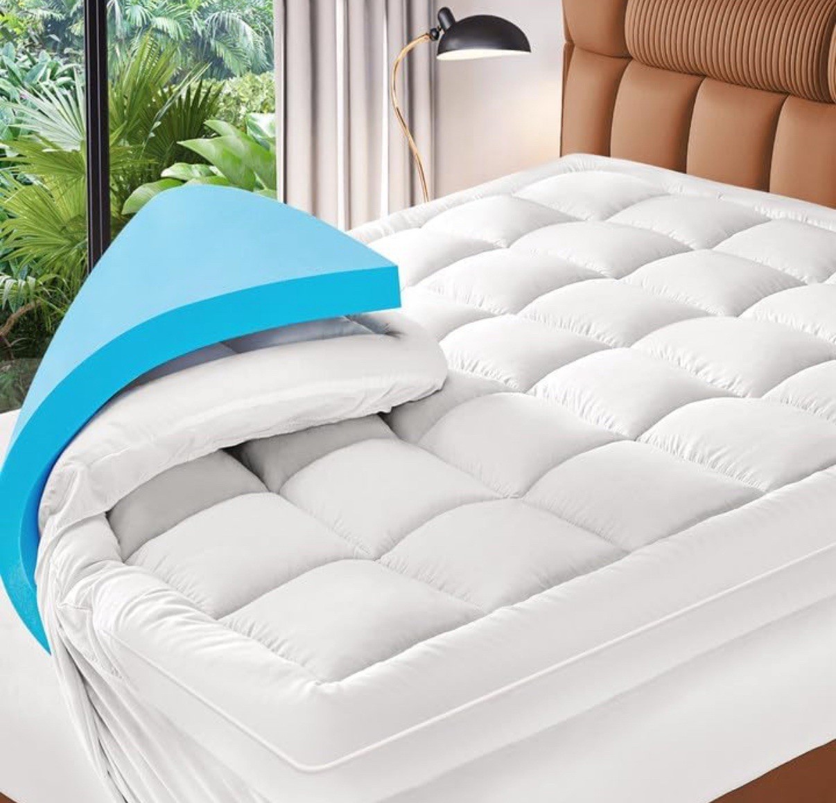 Dual Layer 3 Inch Memory Foam Mattress Topper QueenSize, 2 Inch Cooling Gel Memo