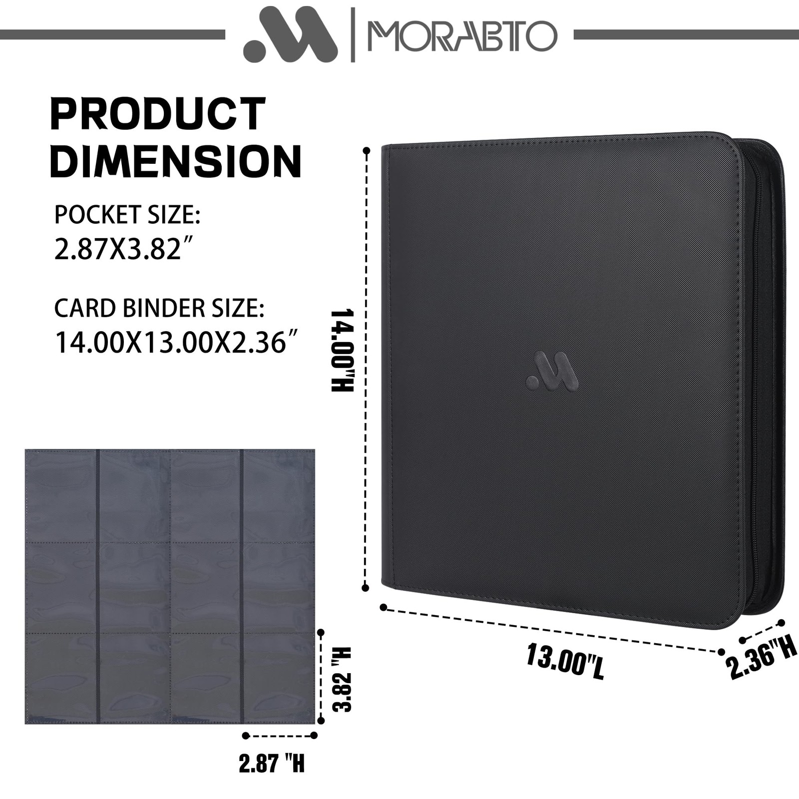 MORABTO 12-Pocket Card Binder - Holds 1200 Cards, 50 Sleeves - TCG/Sports