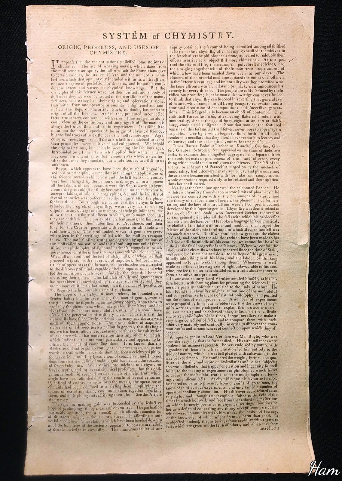 Rare art SYSTEM OF CHYMISTRY/CHEMISTRY APPARATUS copper engraving 1790s science