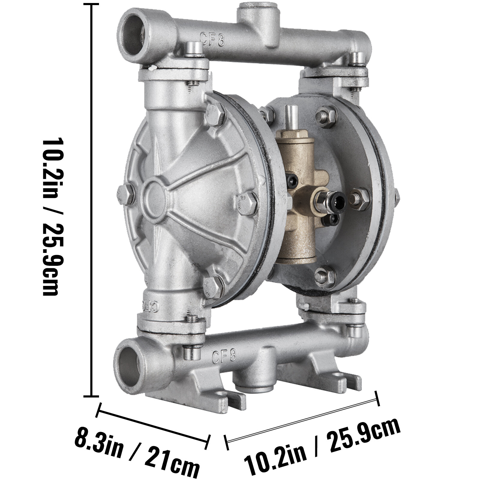 VEVOR 1/2 in Air-Operated Double Diaphragm Pump, 304 Stainless