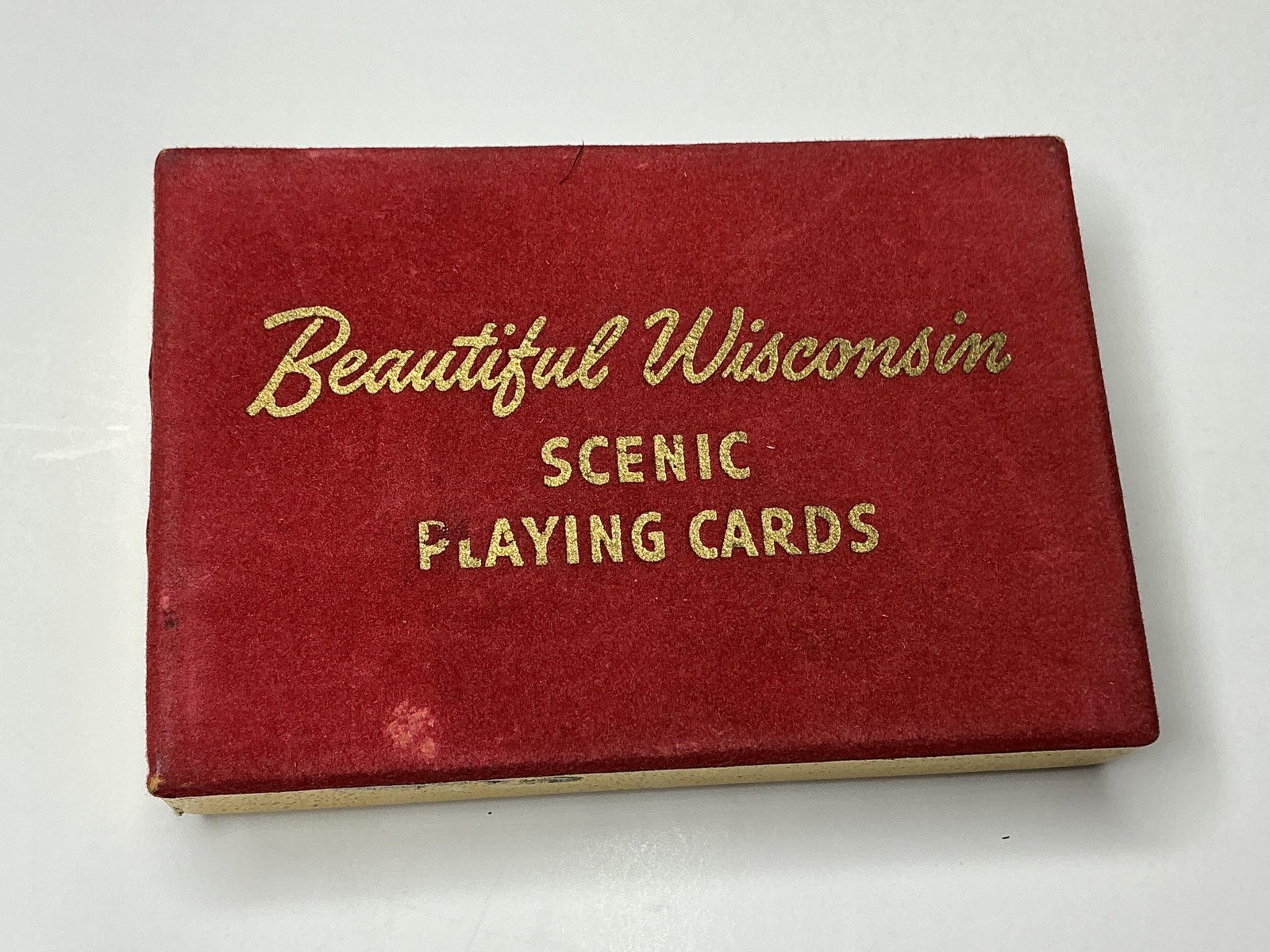 Vintage Beautiful Wisconsin Scenic Souvenir Playing Cards Deck Gold Box