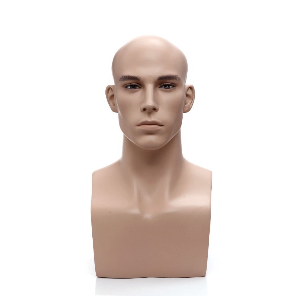 Adult Male Realistic Fleshtone Fiberglass Mannequin Head Display