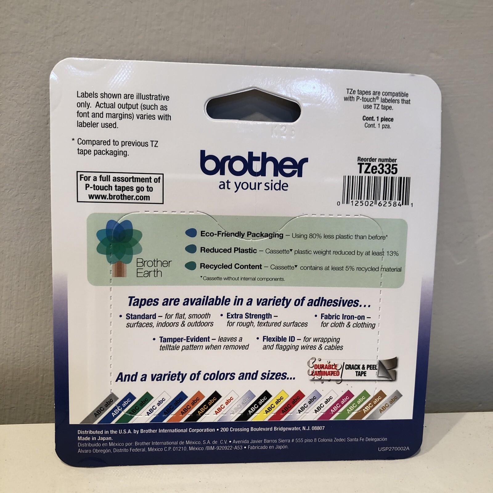 Brother 1/2" White on Black Tape TZe-335