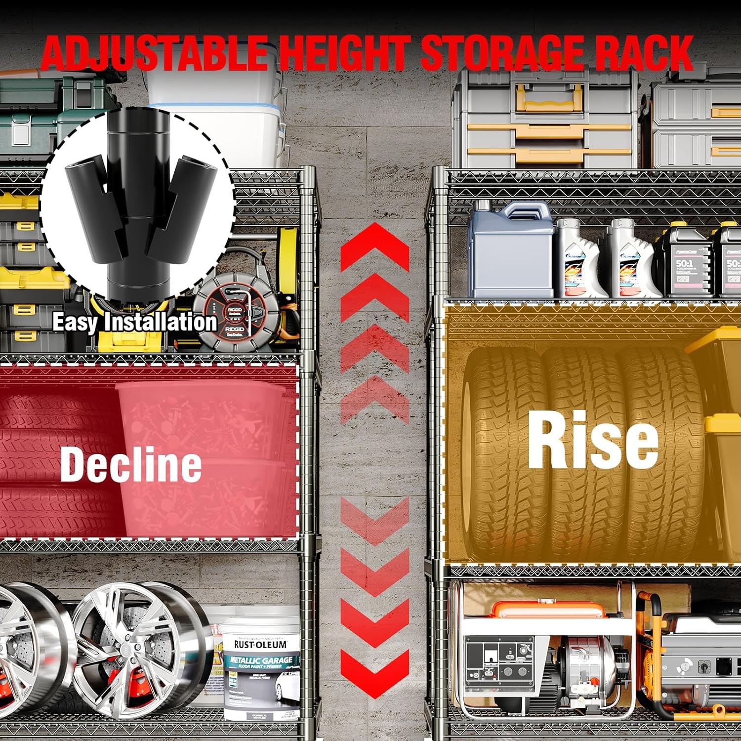 Heavy Duty 5-Tier/4-Tier Shelves Storage Rack Metal Wire Garage Shelving Black