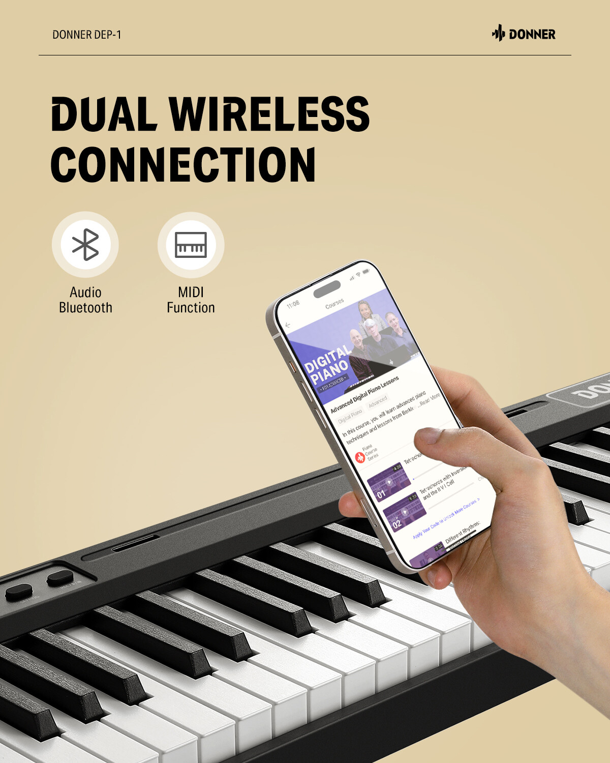 Donner DEP-1 88-Key Digital Piano with Stand and Sustain Pedal