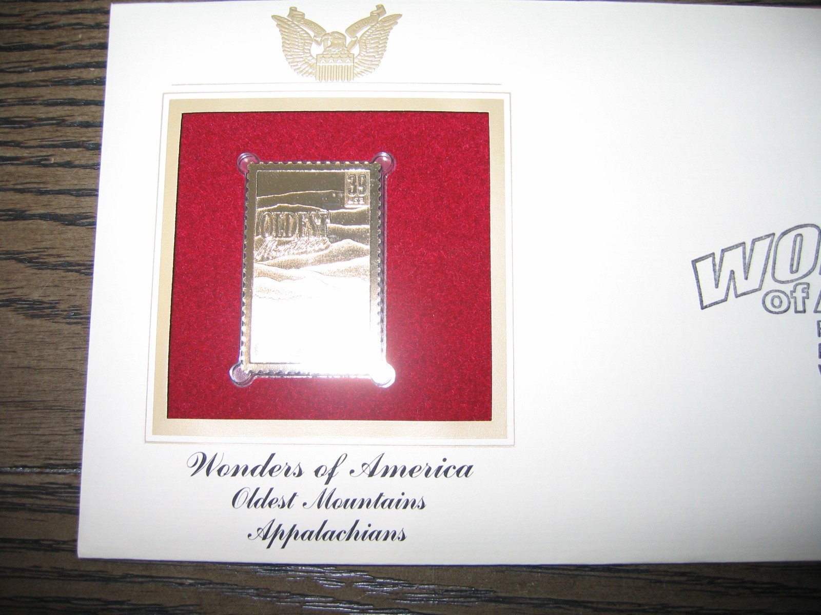 2006 Wonders of America Oldest Mountains Appalachians Replica Golden Cover Stamp