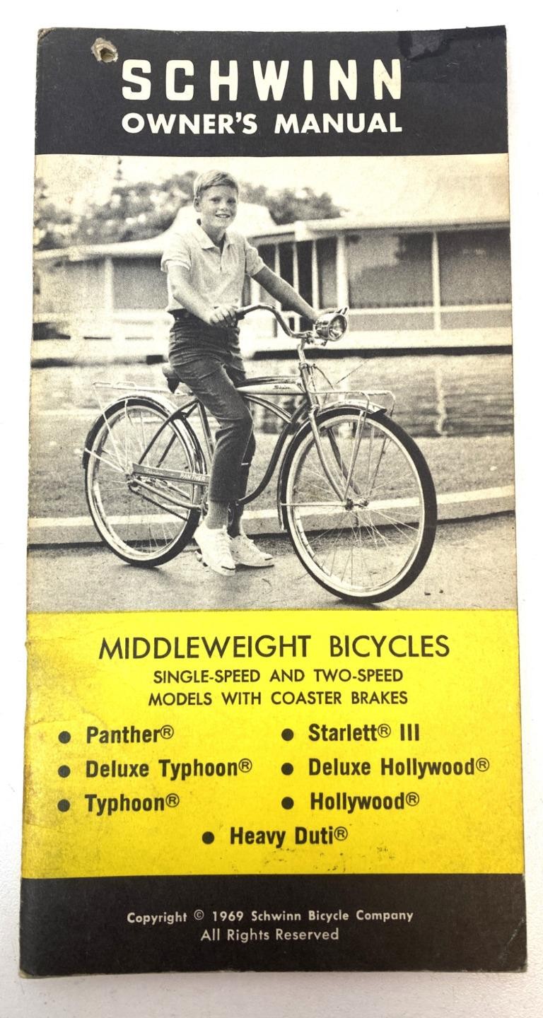 1969 Schwinn Middleweight Bicycles MANY MODELS Bicycle OWNERS MANUAL