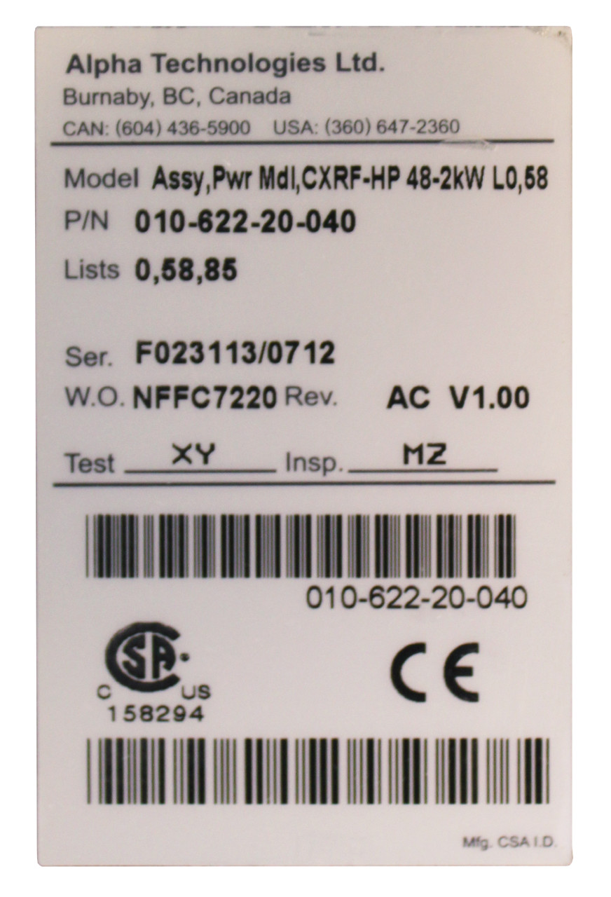 Alpha Technologies Cordex HP CXRF 48-2.0kW