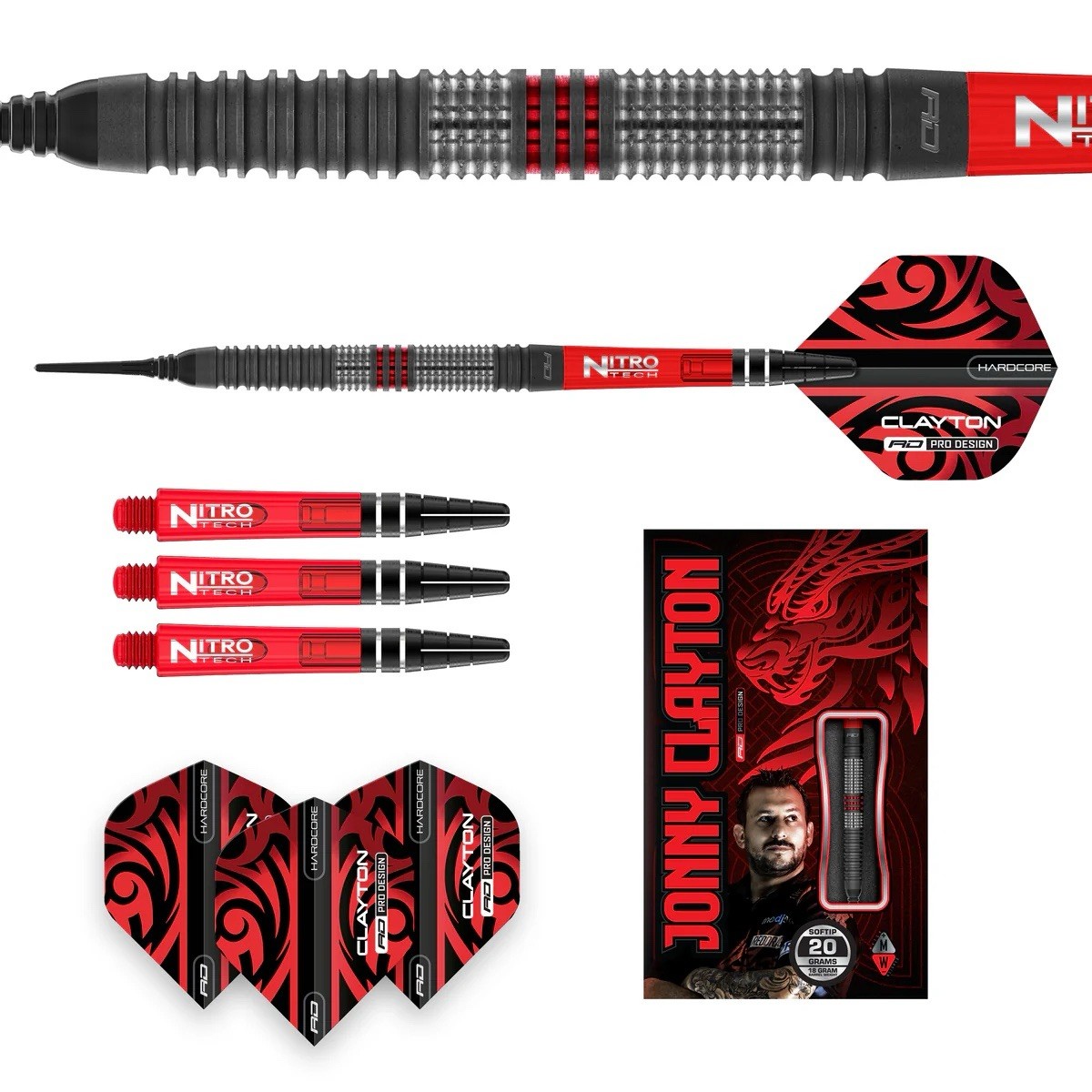 Red Dragon JONNY CLAYTON HIRAETH- Soft Tip Darts- 20g