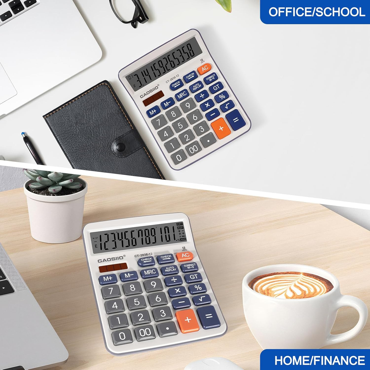 Desktop Calculator, Extra Large 5 Inch LCD Display, Desk Calculator, 12 Digits,