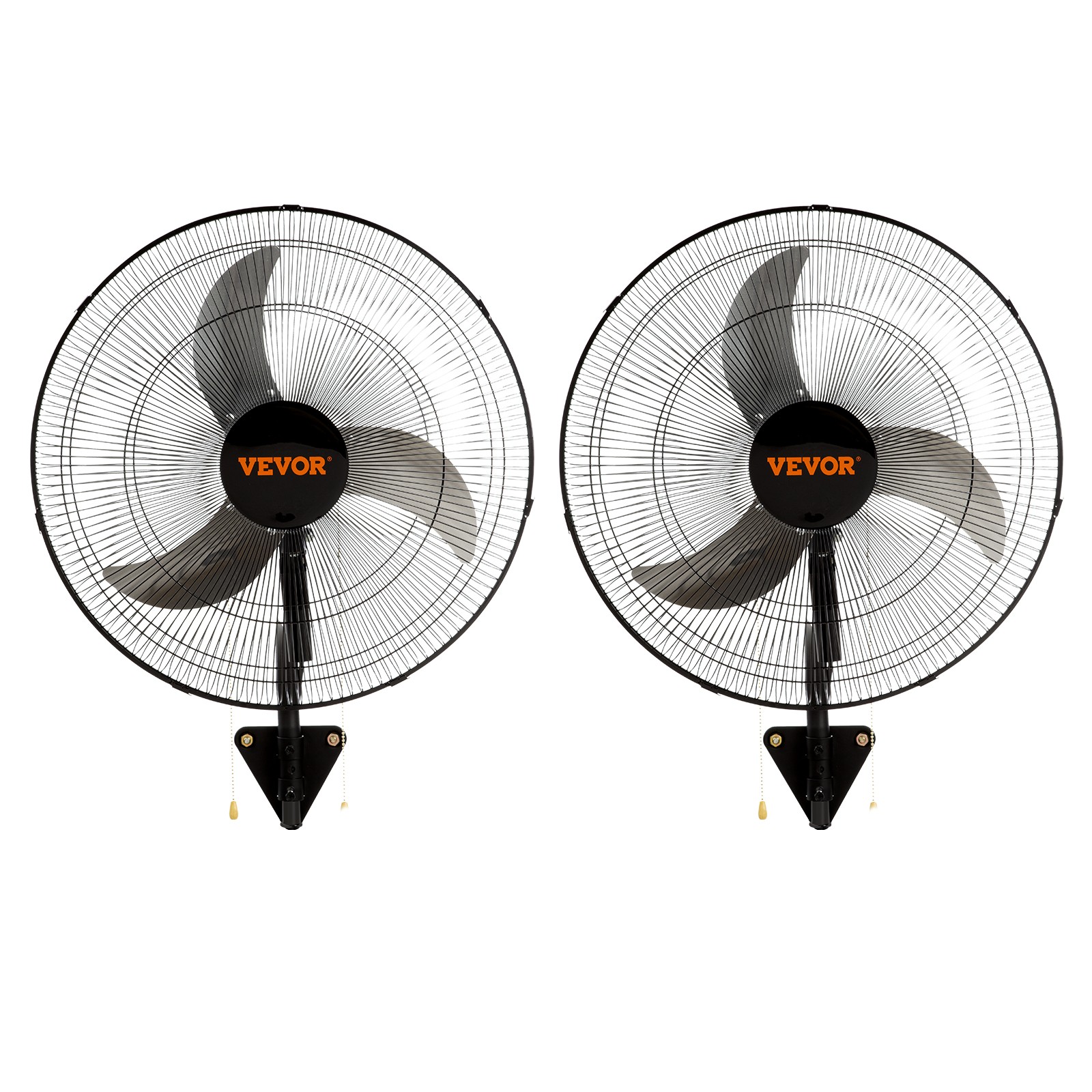 VEVOR 2Pcs 18'' Industrial Wall Mount Fan Oscillating Metal Fan 3 Speed Airflow