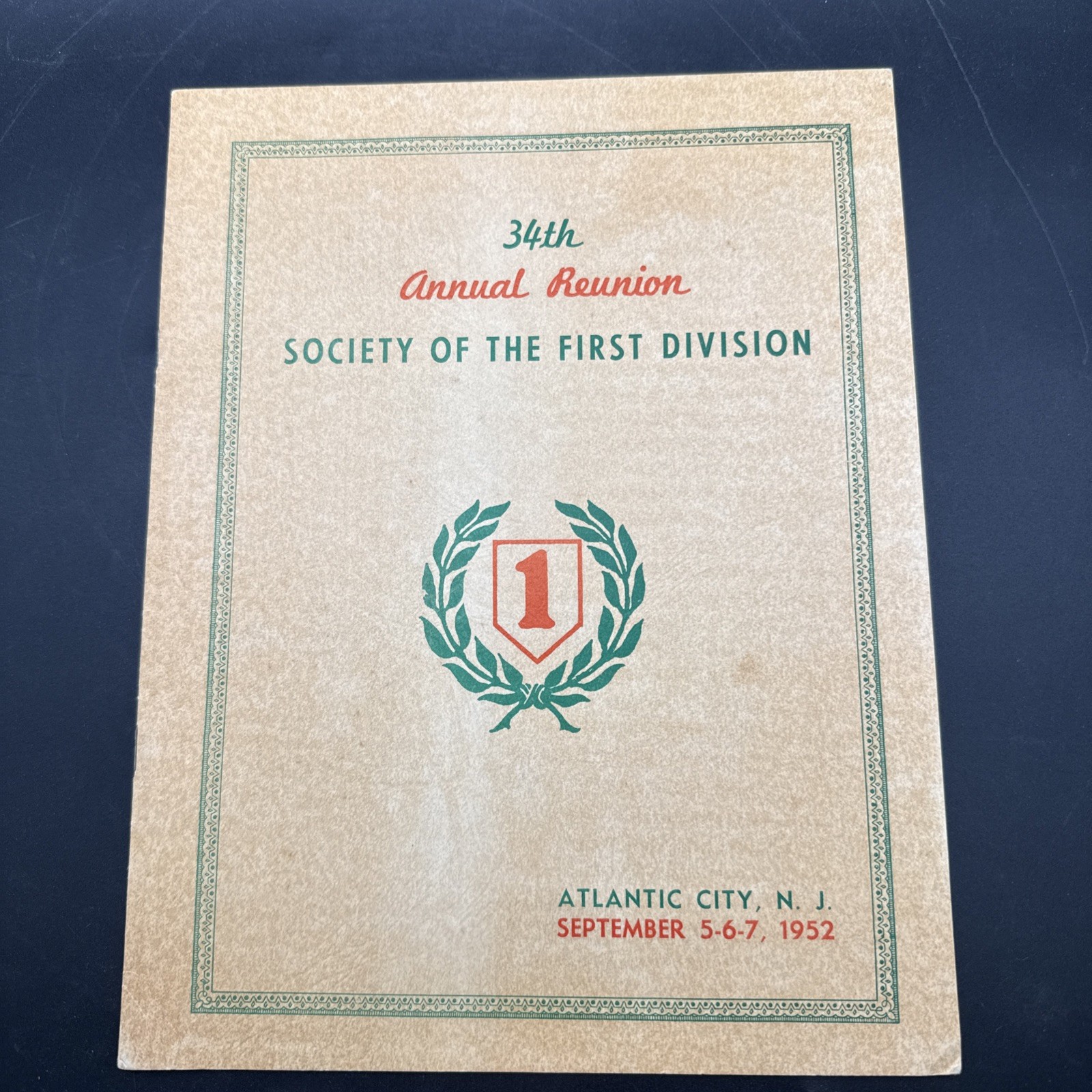WWI 34th Annual Reunioin First 1st Infantry Division Big Red One 1952