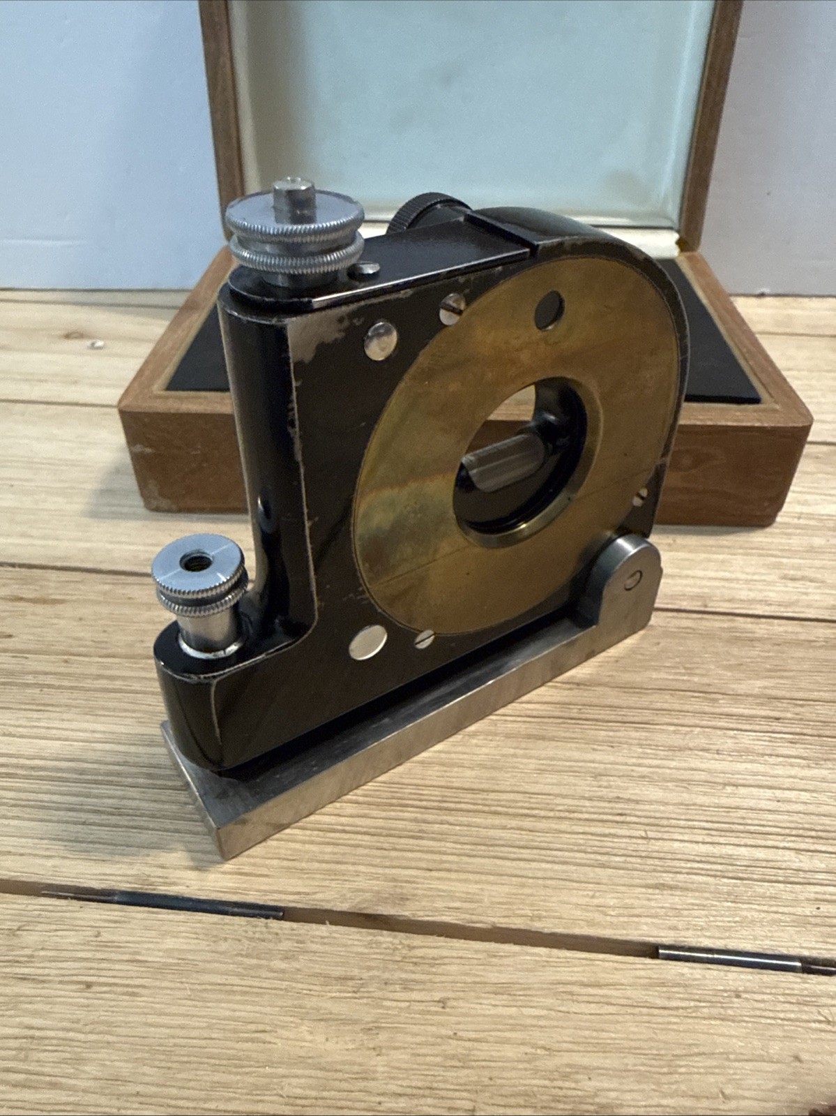 Vintage Bausch & Lomb Precision Machinist Spirit Level in Wood Case USA Rare