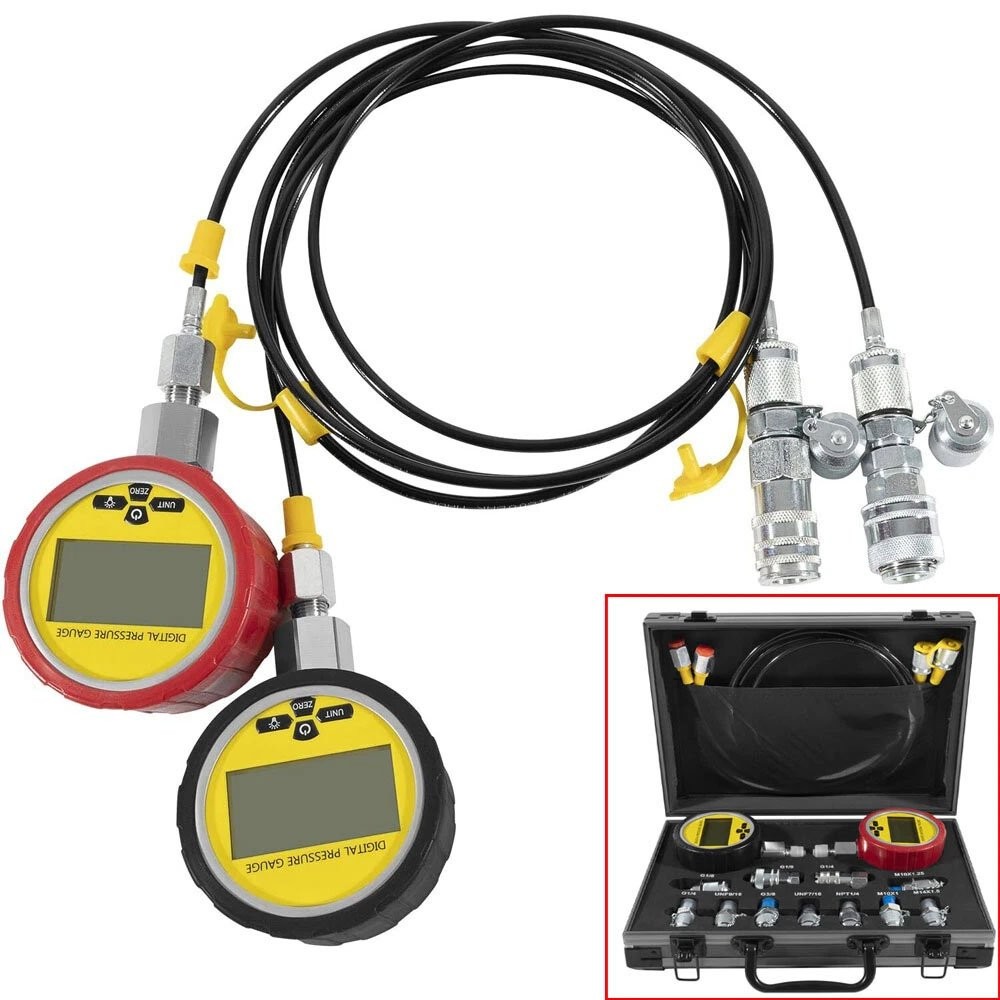 70M Digital Hydraulic Pressure Test Kit-2 Gauge 11 Coupling 2 Hose for Excavator