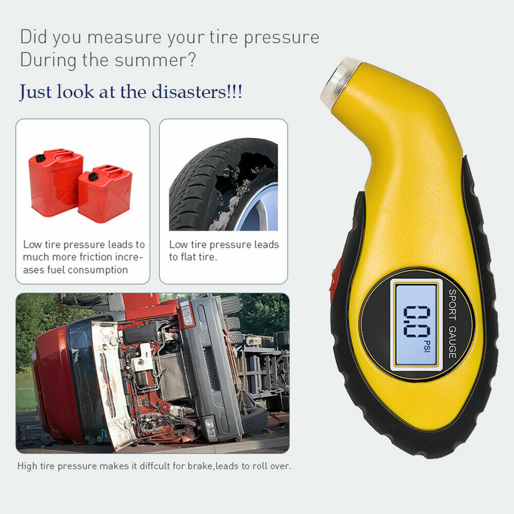 Tire Pressure Gauge Digital LCD Handy Air Gauge For Car Truck Motorcycle Bicycle