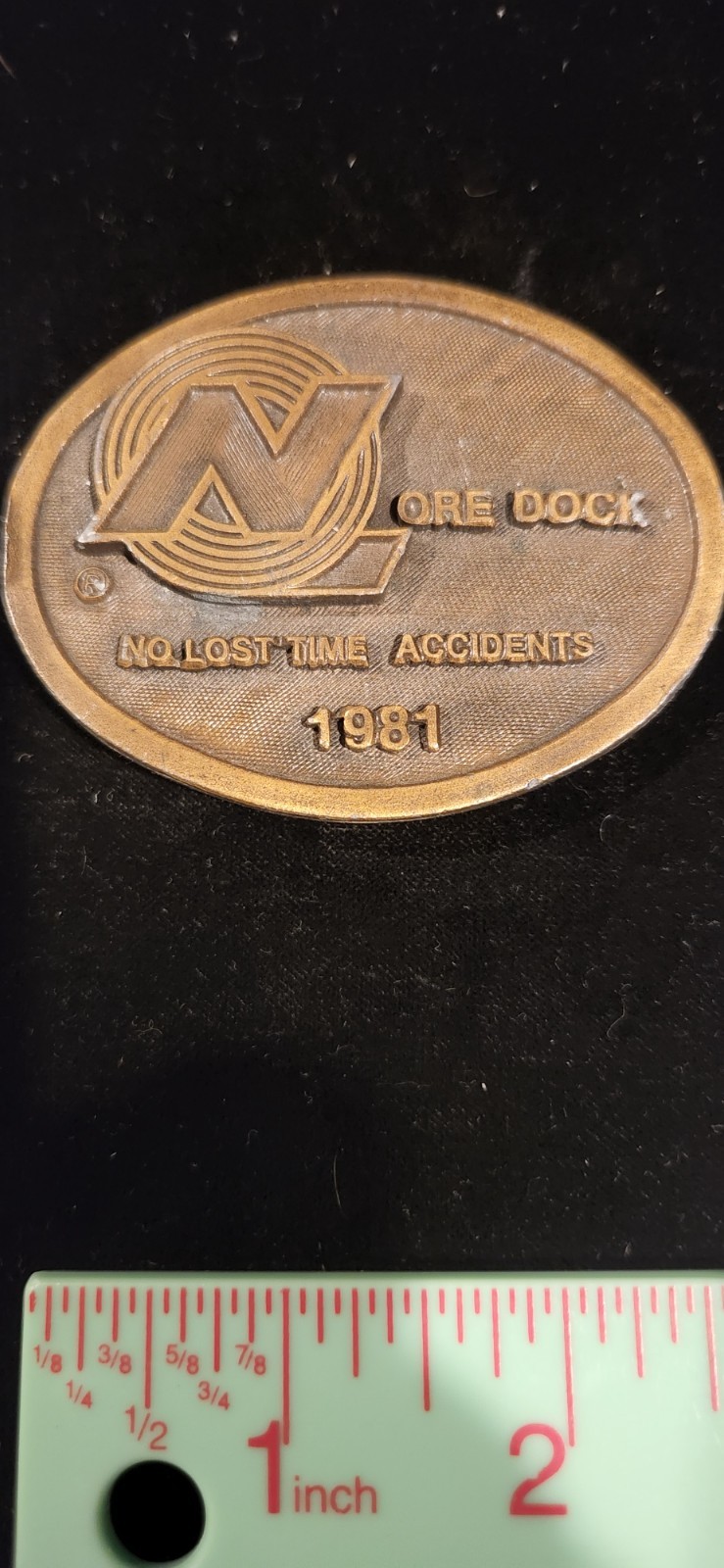 VINTAGE Rare - 1981 - Ore Dock No Lost Time Accidents RAILROAD Award Belt Buckle