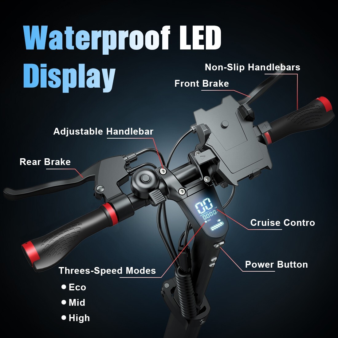 Electric Scooter for Adult 48V 15AH 28MPH Commuting E-Scooter Peak 850W Folding