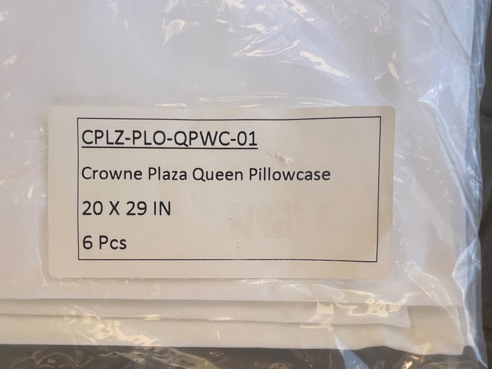 6 Pack IHG Queen Size White Pillowcases 300 Thread Count for Crowne Plaza 20x29"