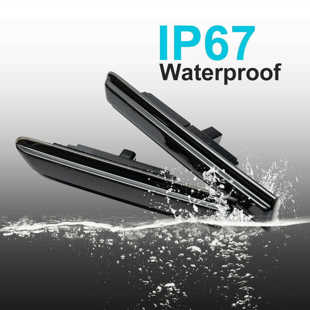 For 2004-08 Acura TL 4PCS Front+Rear White LED Side Marker Lights Lamps Smoked