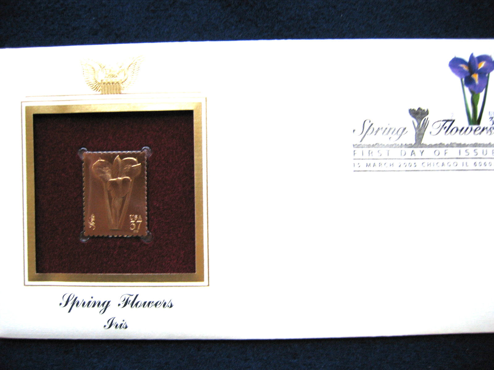2005 Spring Flowers Iris Replica Gold Golden Cover Stamp
